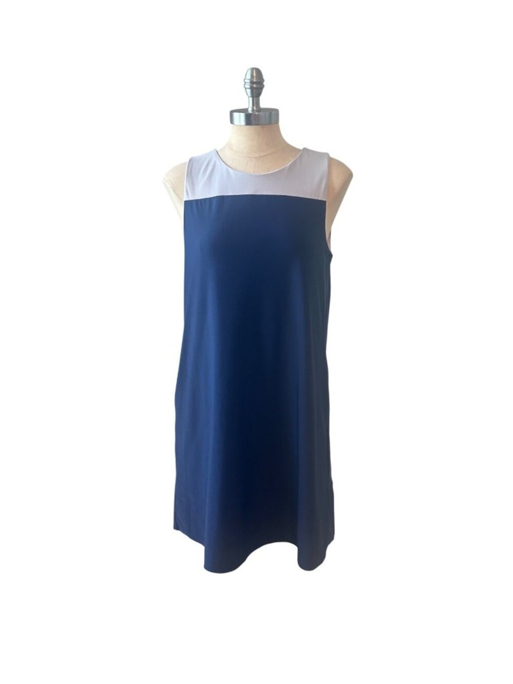 Jude Connally Colorblock Sleeveless Shift Dress Navy & White Size Medium